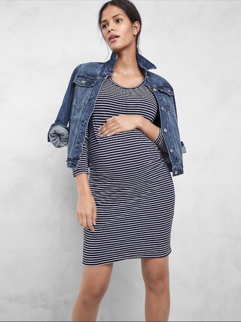 GAP Maternity Black & White Striped Women’s Midi Dress